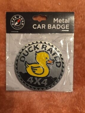 Open Road Brands Yellow Duckrated 4x4 Metal Car Badge